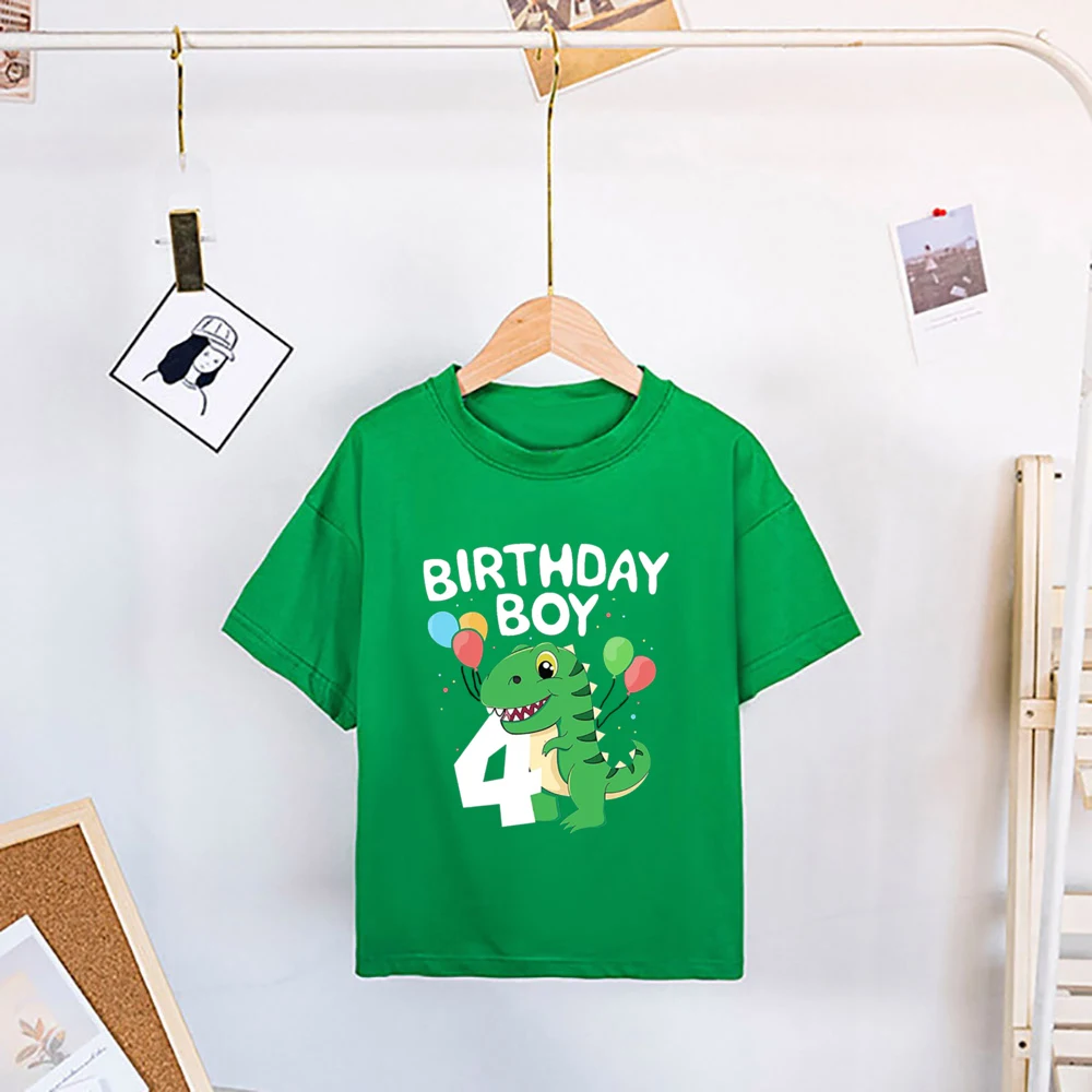 Camiseta dinosaurio de cumpleaños para niños - Manga corta colorida - imagen 4