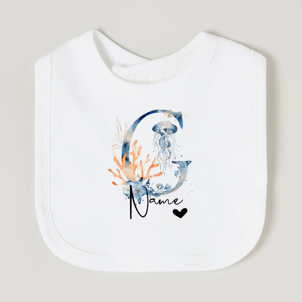Babero bebé algodón personalizado con estampado de animales marinos - imagen 5