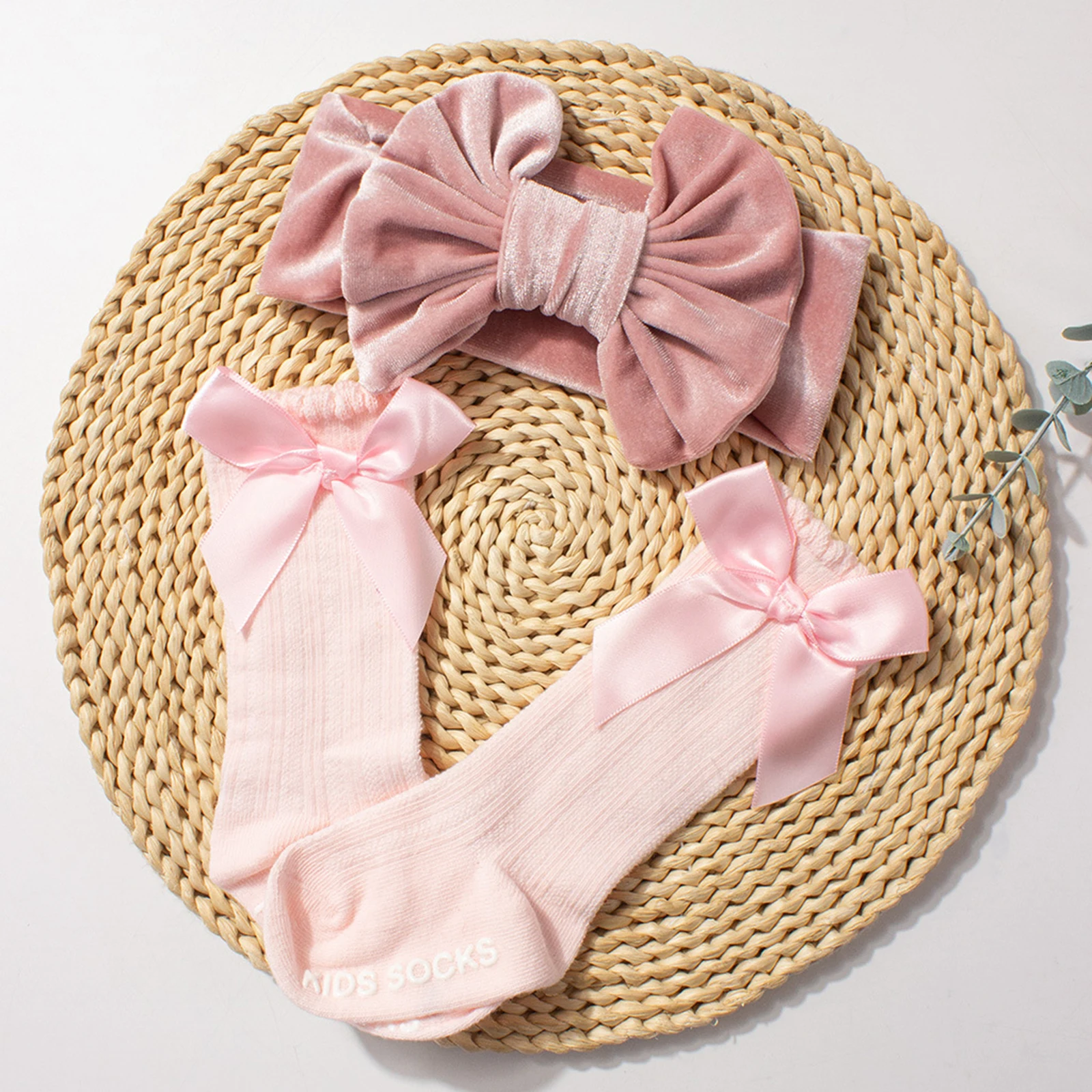 Tregren Calcetines princesa transpirables para bebés con diadema de punto - imagen 3