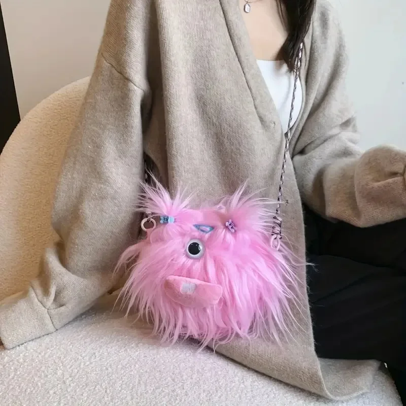 Bolso de peluche cruzado muñeca monstruo para niñas - imagen 2