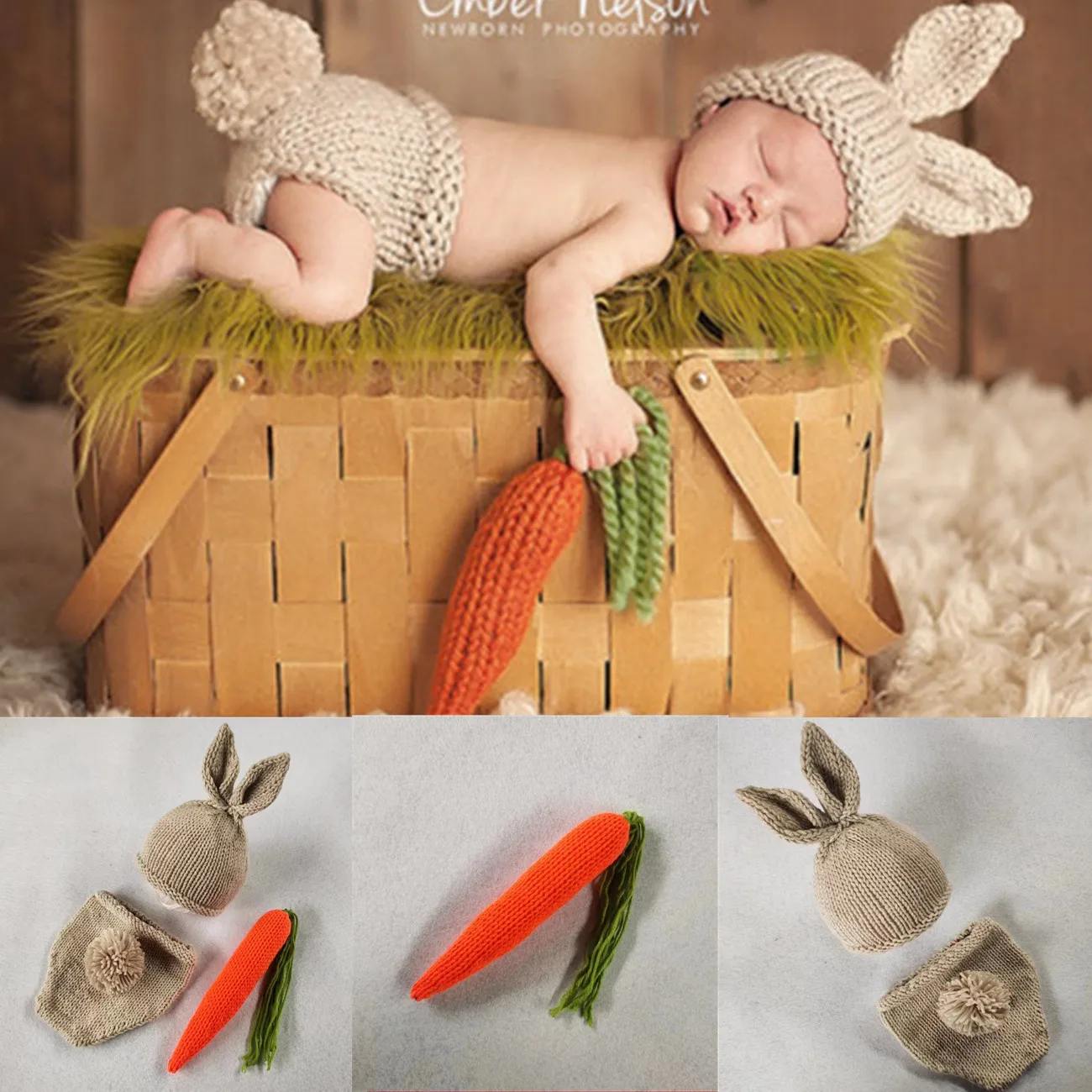 Disfraz de bebé para sesión de fotos con gorro de rábano - imagen 2
