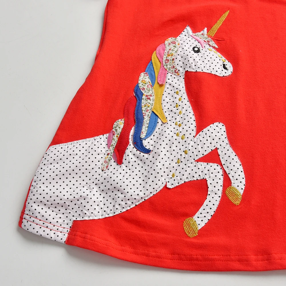 DXTON Vestido de niña en forma A con unicornio y rayas de otoño