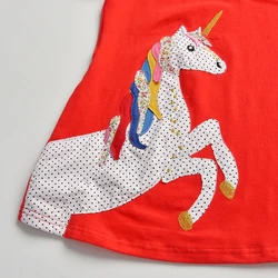 DXTON Vestido de niña en forma A con unicornio y rayas de otoño