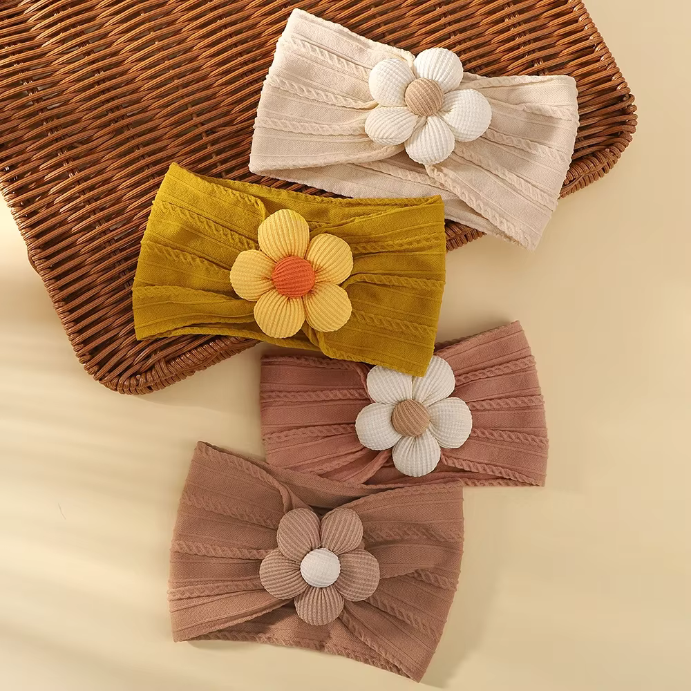 Pañuelo de nailon con flores para bebé recién nacida - imagen 5