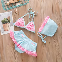 Bikini niña con arco dividido – traje de baño veraniego cómodo