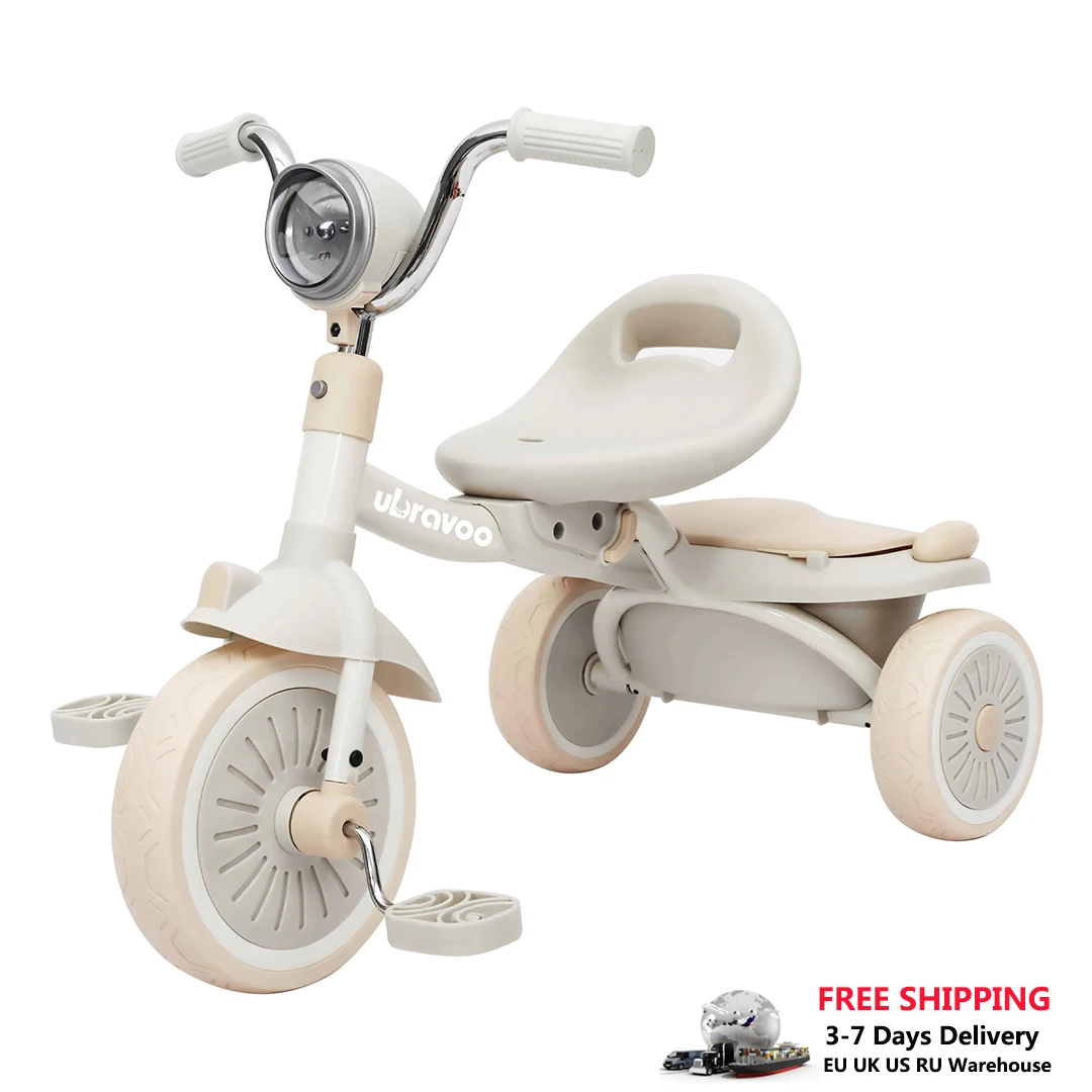 UBRAVOO triciclo plegable con pedales yluces LED para niños 1-5 años