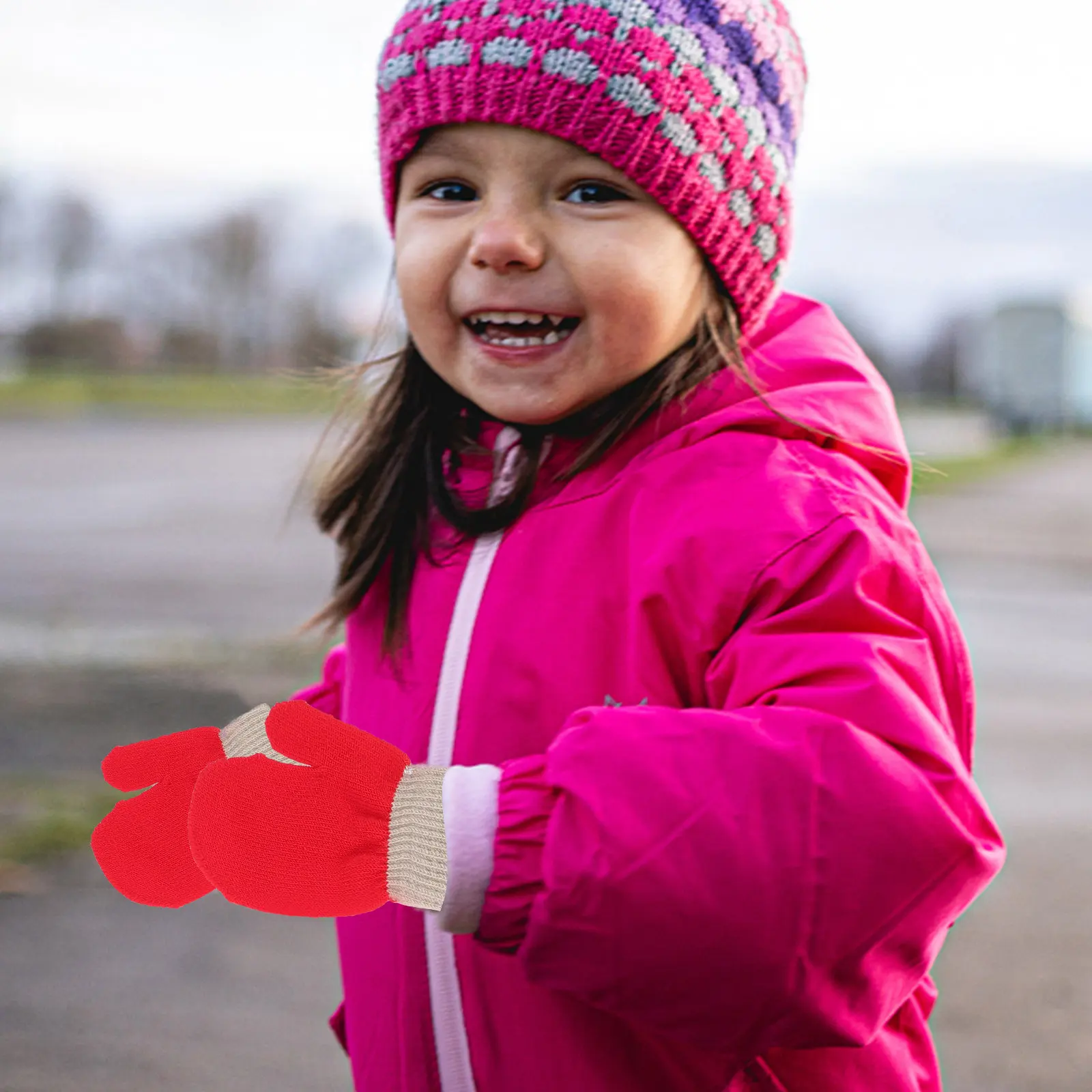 Guantes de invierno de punto suave, cálidos y compactos para niños