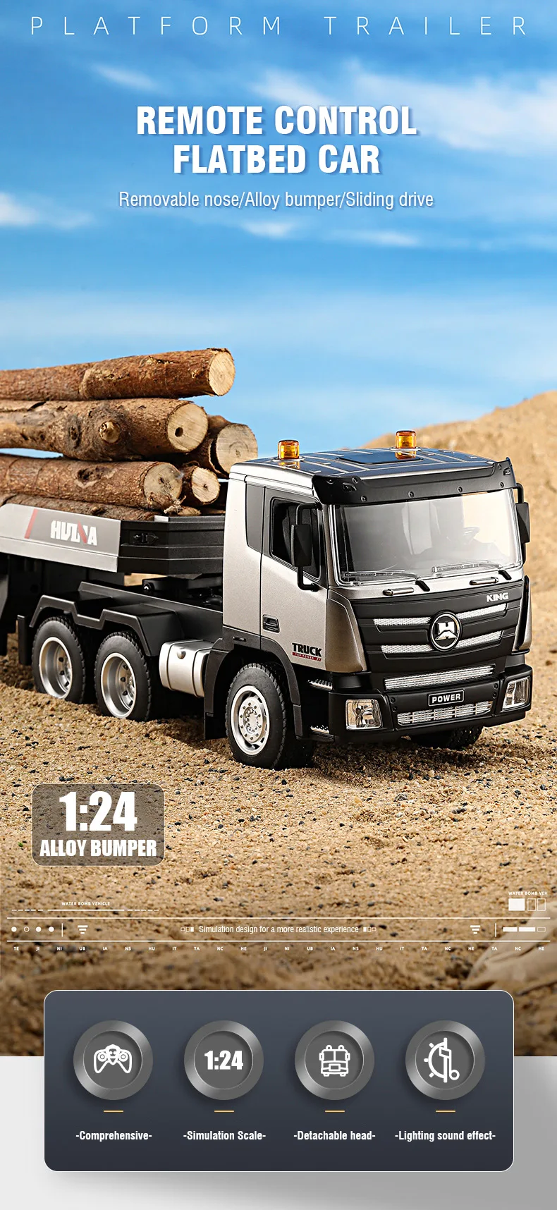 Camión Huina 1:24 frontal