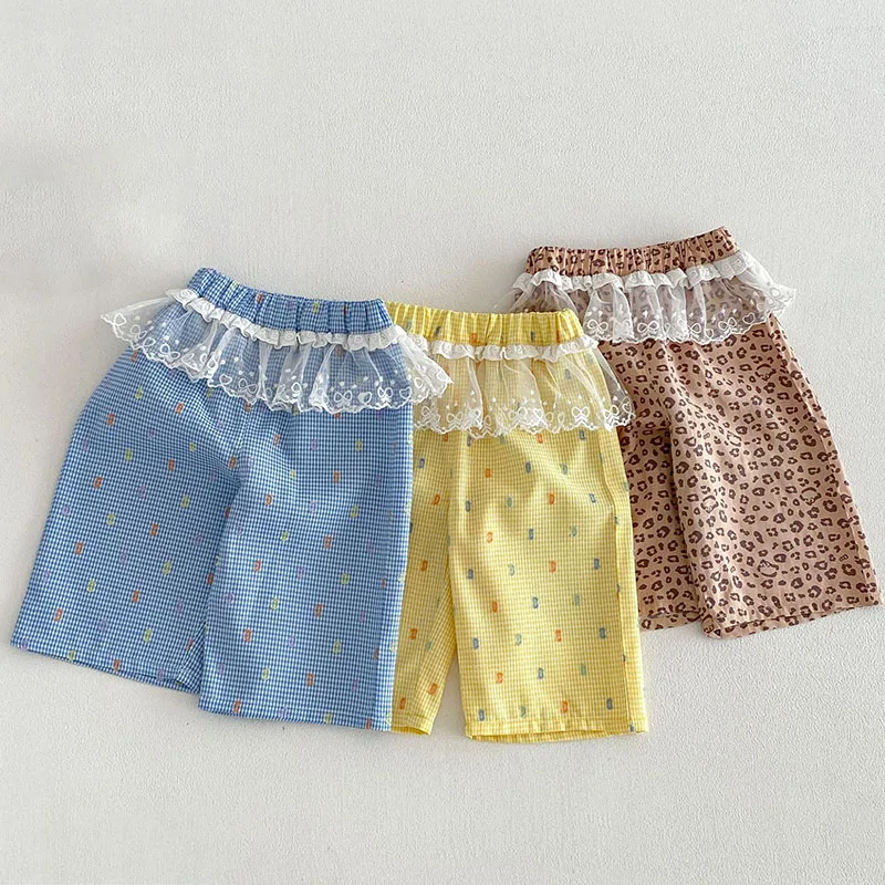 Pantalones anchos de verano a cuadros para niños con leopardo - imagen 3