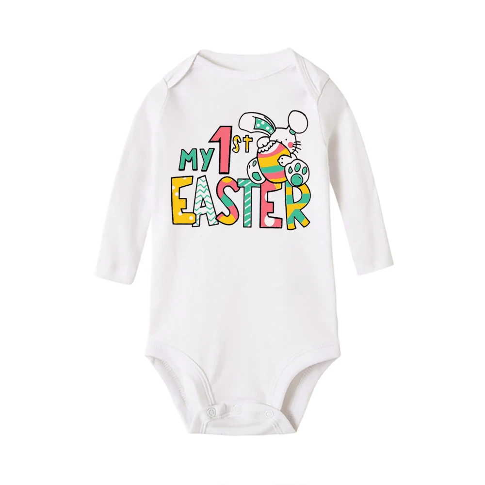 Pelele de bebé de manga larga para Pascua con estampado de conejito - imagen 3