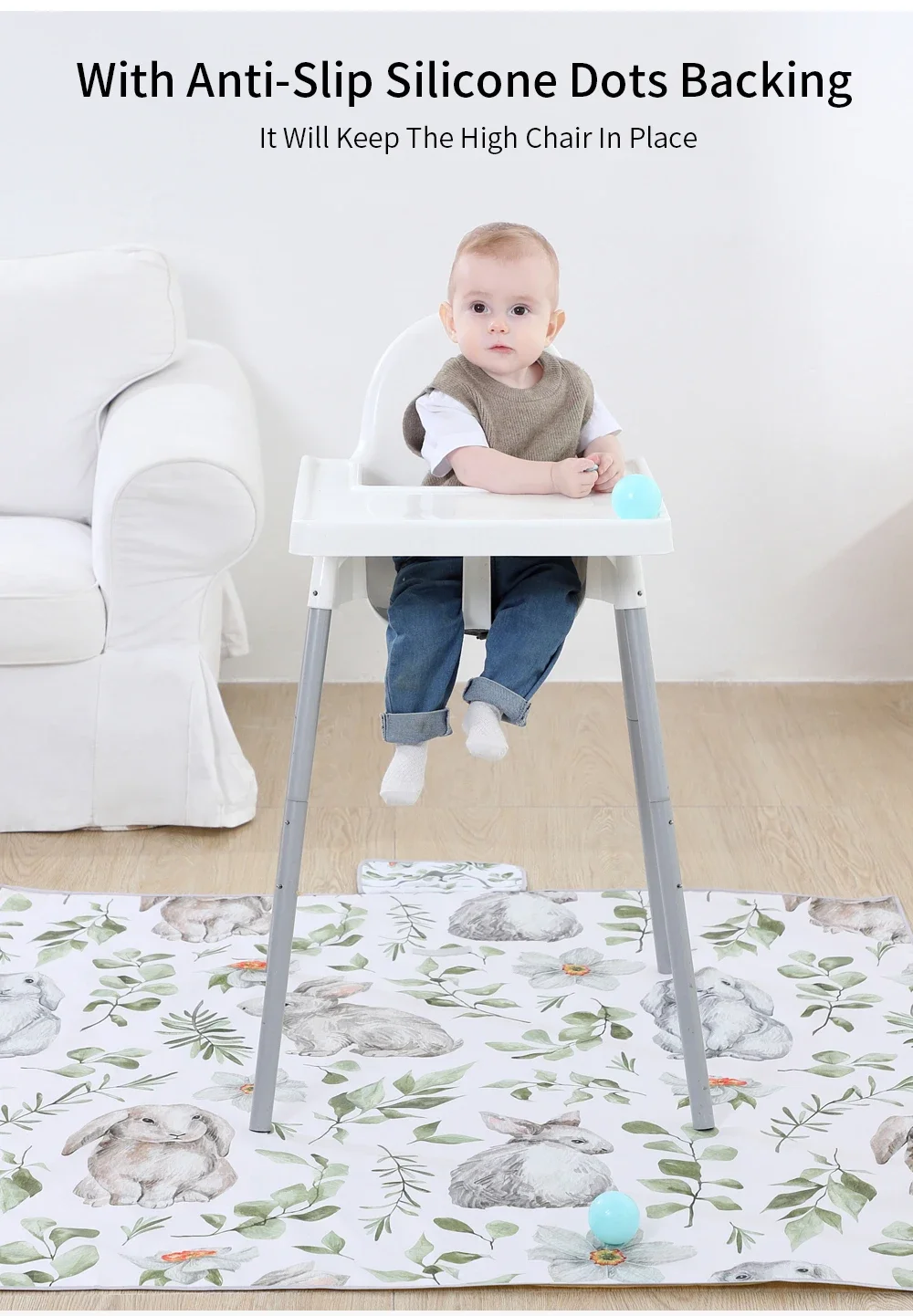 Estera plegable para niños en uso con bebé gateando