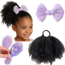 Colas de caballo rizadas afro para niñas con extensiones y clip