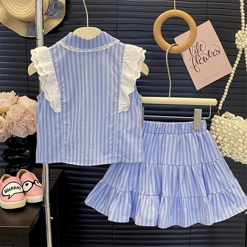 Conjunto de verano para niña: blusa lazo y falda a juego - imagen 3
