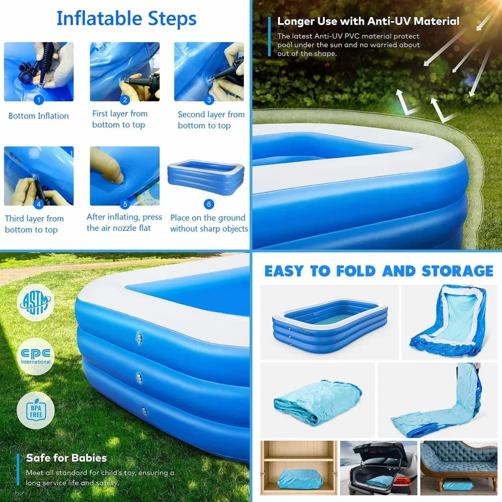 Piscina hinchable grande familiar para niños y adultos de PVC - imagen 5