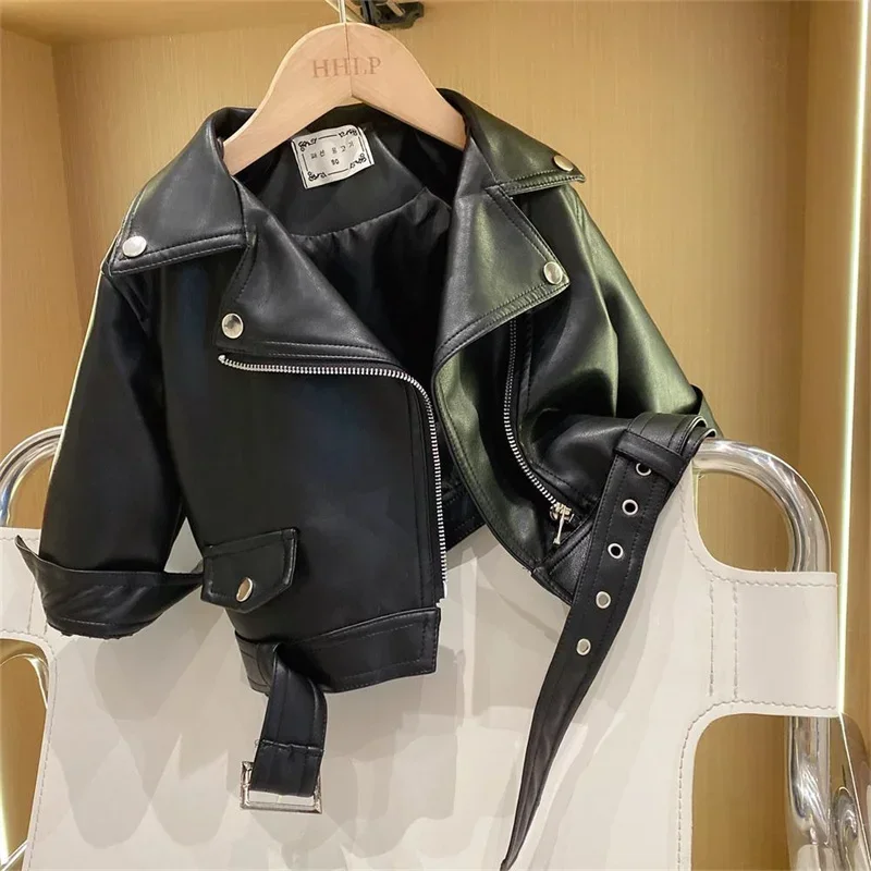 Chaquetas de cuero infantiles con cremallera estilo clásico - imagen 5