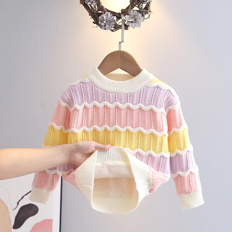 Suéter acolchado de invierno para niñas – Jersey cálido punto arcoíris - imagen 5