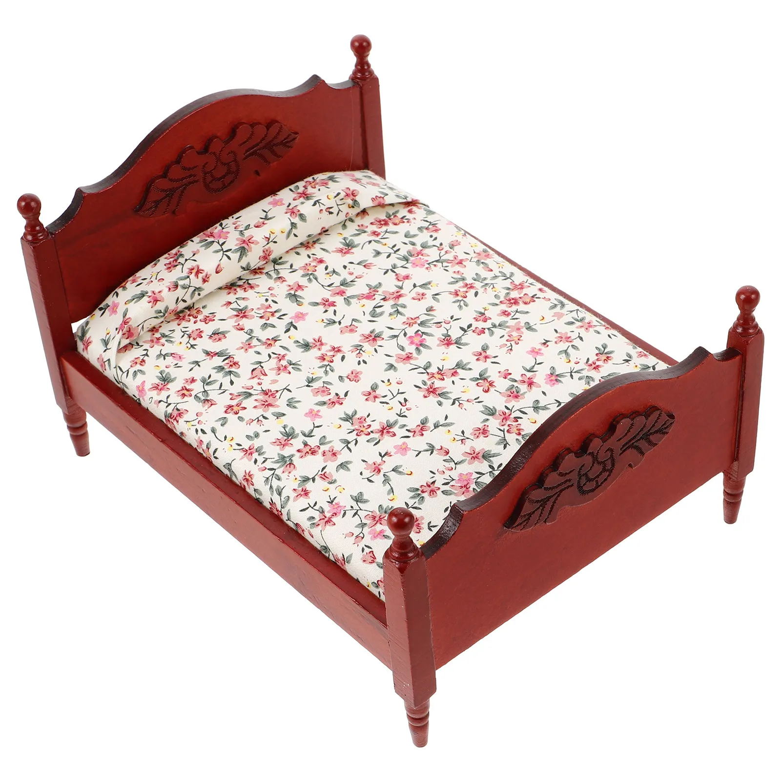 Cama de muñecas madera marrón estilo europeo vintage para casa - imagen 3