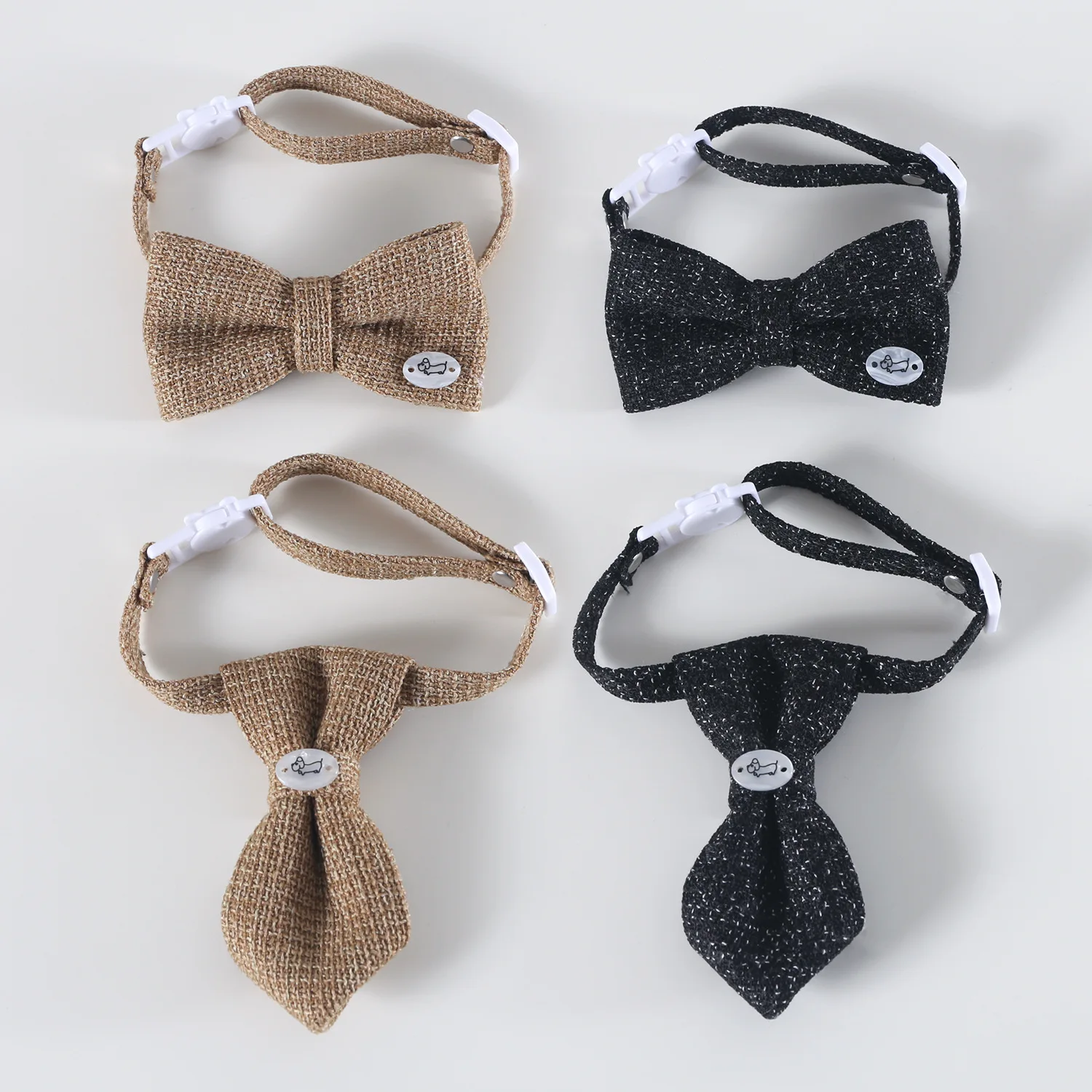 Collar de lino ajustable para perro y gato con pajarita transpirable - imagen 3