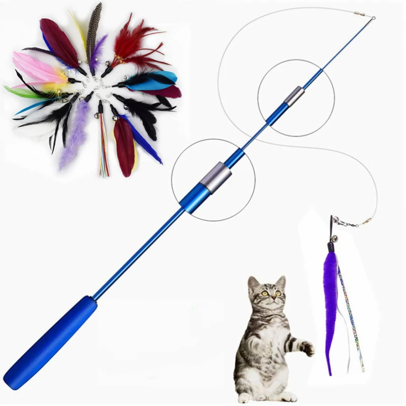 Caña de pescar telescópica para gatos – Juguete interactivo