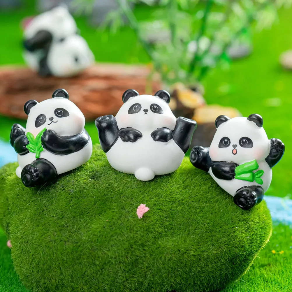 Adorno decorativo de mini pandas de resina para escritorio