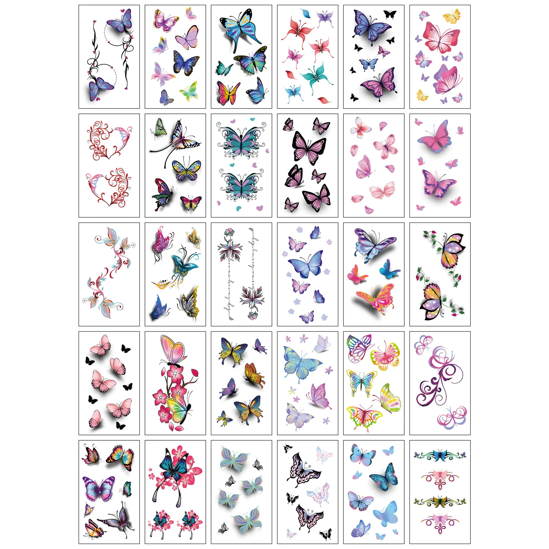Pegatinas de tatuajes temporales infantiles con diseños de flores y mariposas - imagen 4