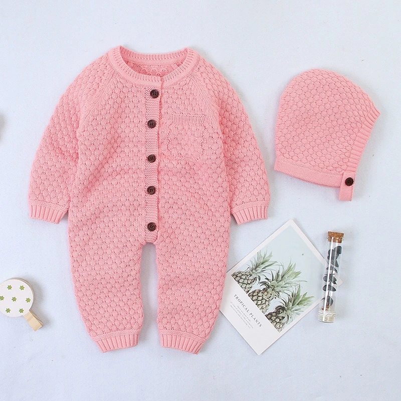 Mameluco bebé unisex de punto algodón con gorro para otoño e invierno - imagen 5