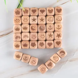Cuentas cuadradas de haya para cadena chupete y pulsera
