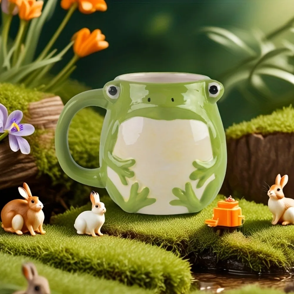Taza de cerámica rana verde para café con asa - imagen 5