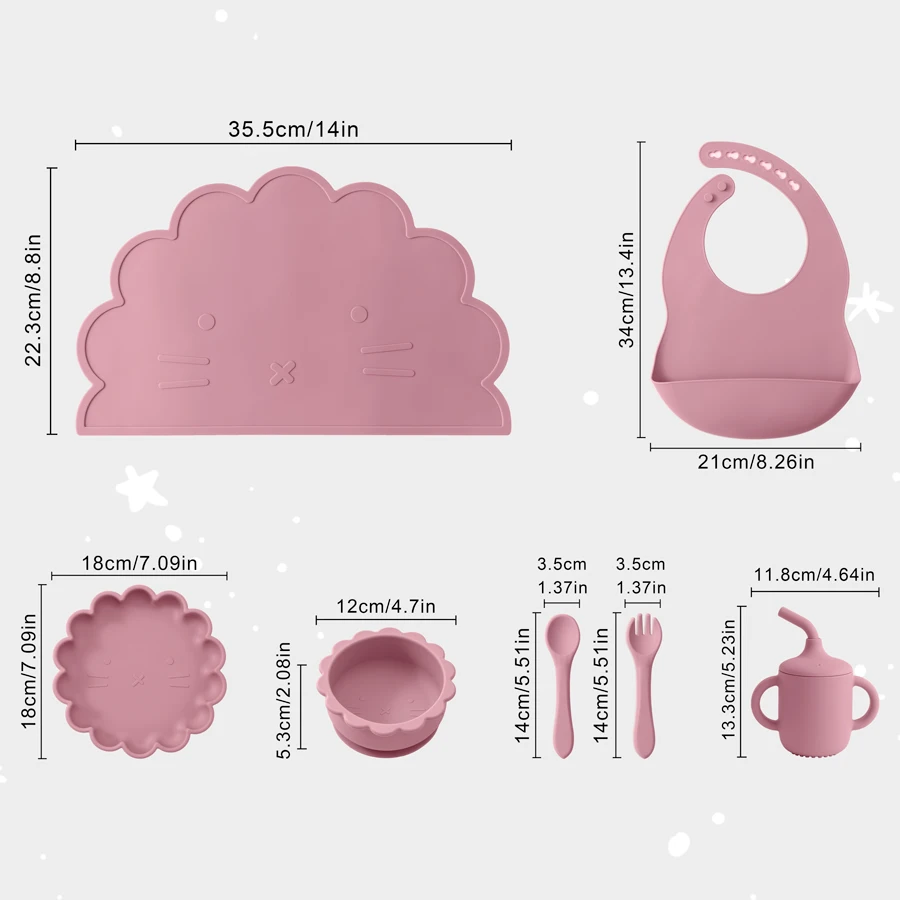Set alimentación silicona bebé – Babero león, plato y cubiertos - imagen 5