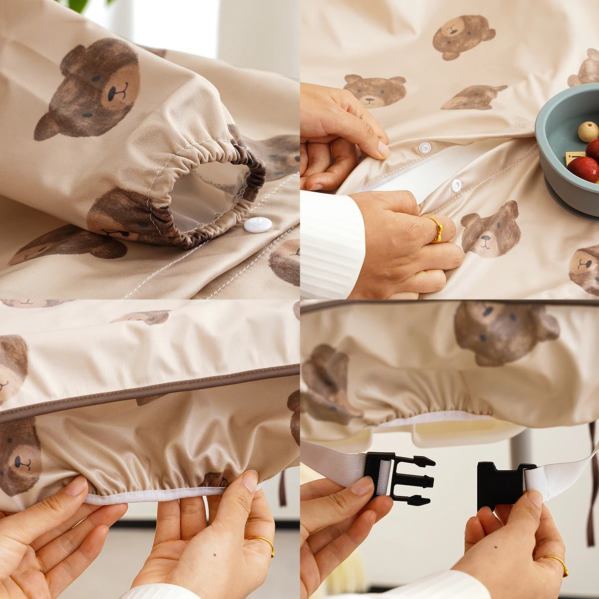 Babero impermeable con mangas largas y sujeción a trona y mesa - imagen 5