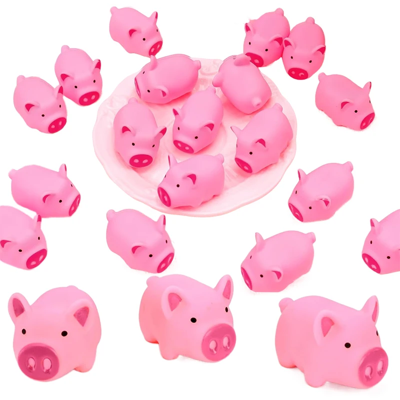 Cerdito de goma rosa con sonido, juguete infantil decorativo