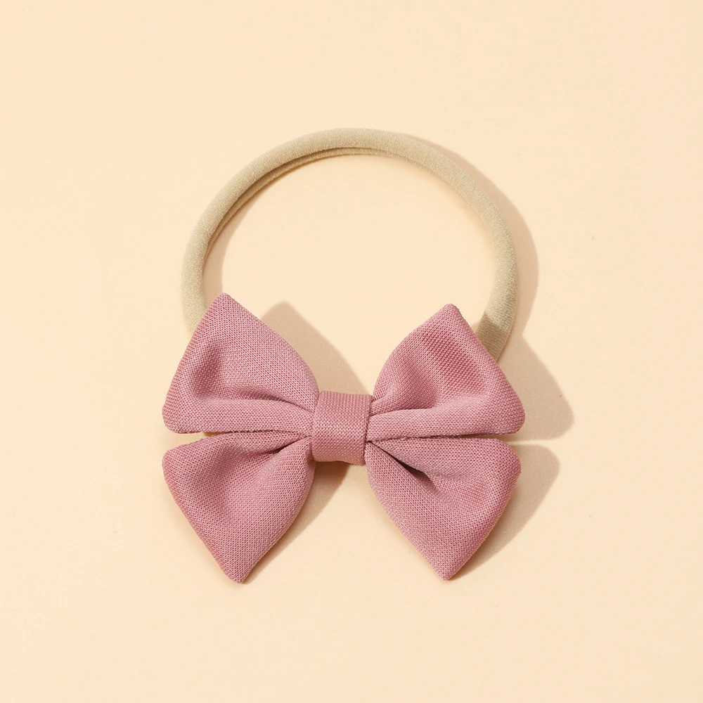 Diadema rosa de nailon para bebé recién nacido con lazo y flores - imagen 3