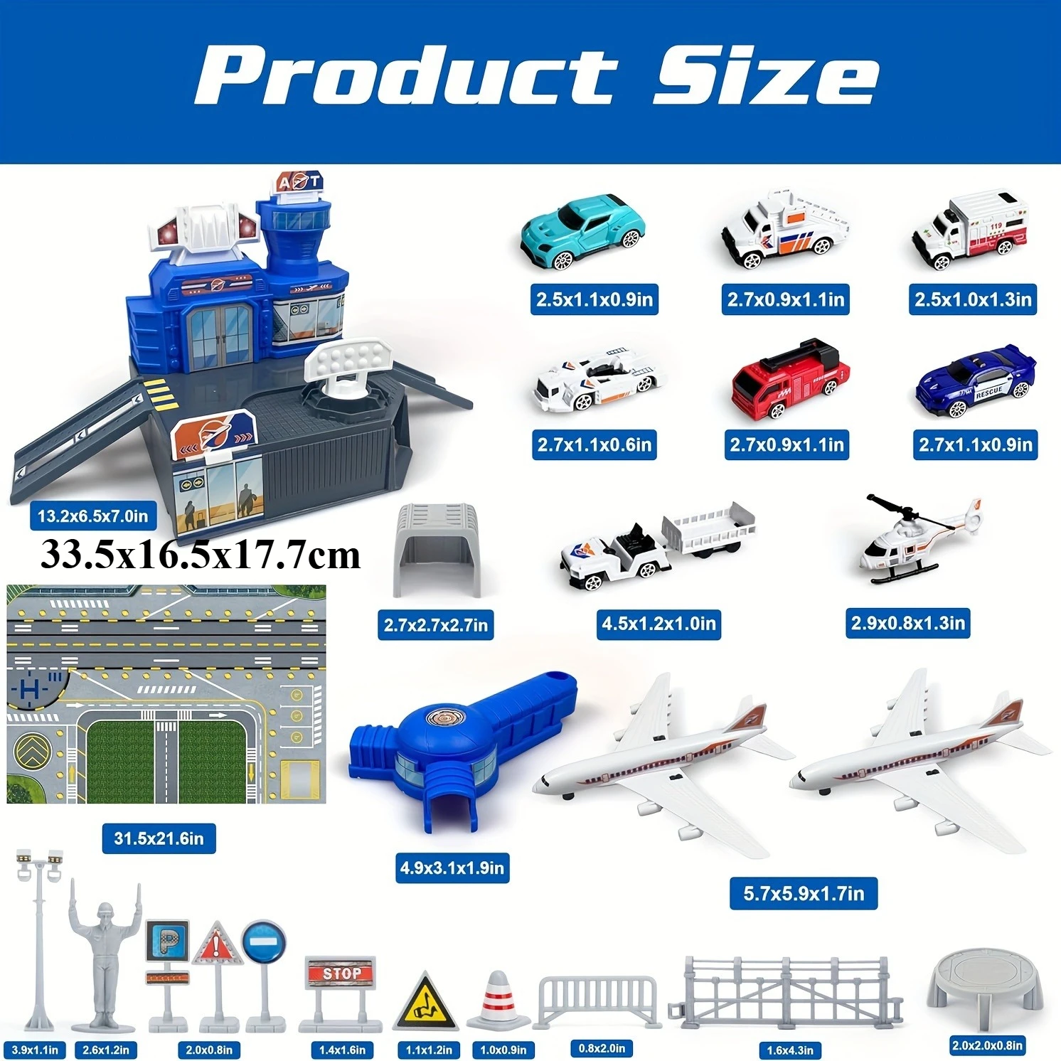 Set aeropuerto infantil: tapete interactivo, aviones y helicópteros - imagen 3