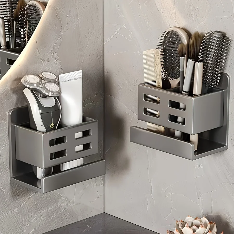 Organizador de baño sin taladro para cepillos y secador - imagen 5