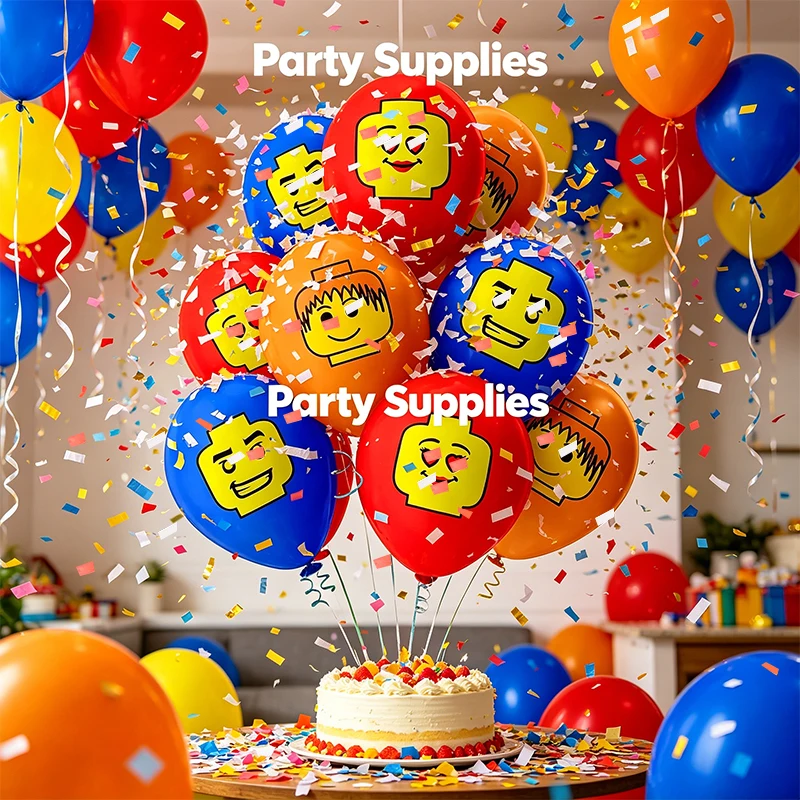 Globos de látex para cumpleaños infantiles – Bloques de color - imagen 4