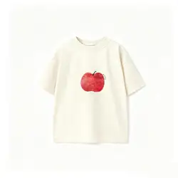 Camiseta de manga corta para niña amarilla con estampado frutal