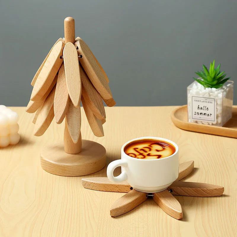 Salvamanteles antideslizantes en madera con diseño árbol - imagen 5