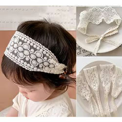 Diadema floral encaje blanco para bebé recién nacido