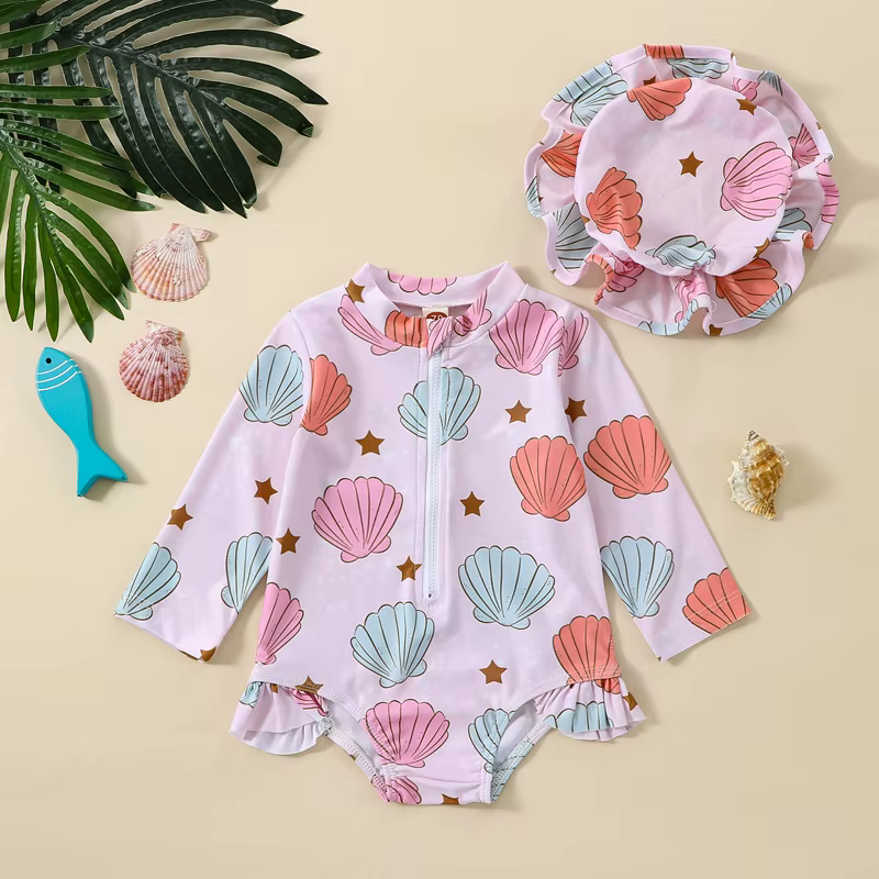 Vista trasera del traje de baño infantil