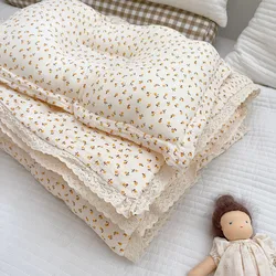 Edredón de verano muselina floral rosa para bebé, estilo vintage