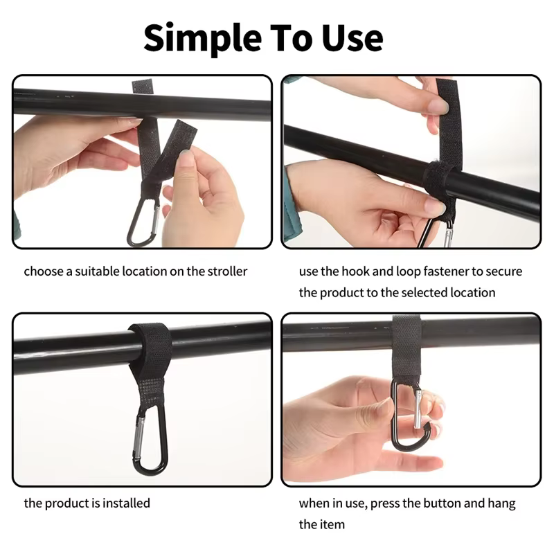 Gancho para cochecito de aluminio con clip organizador y bolsa pañales - imagen 5
