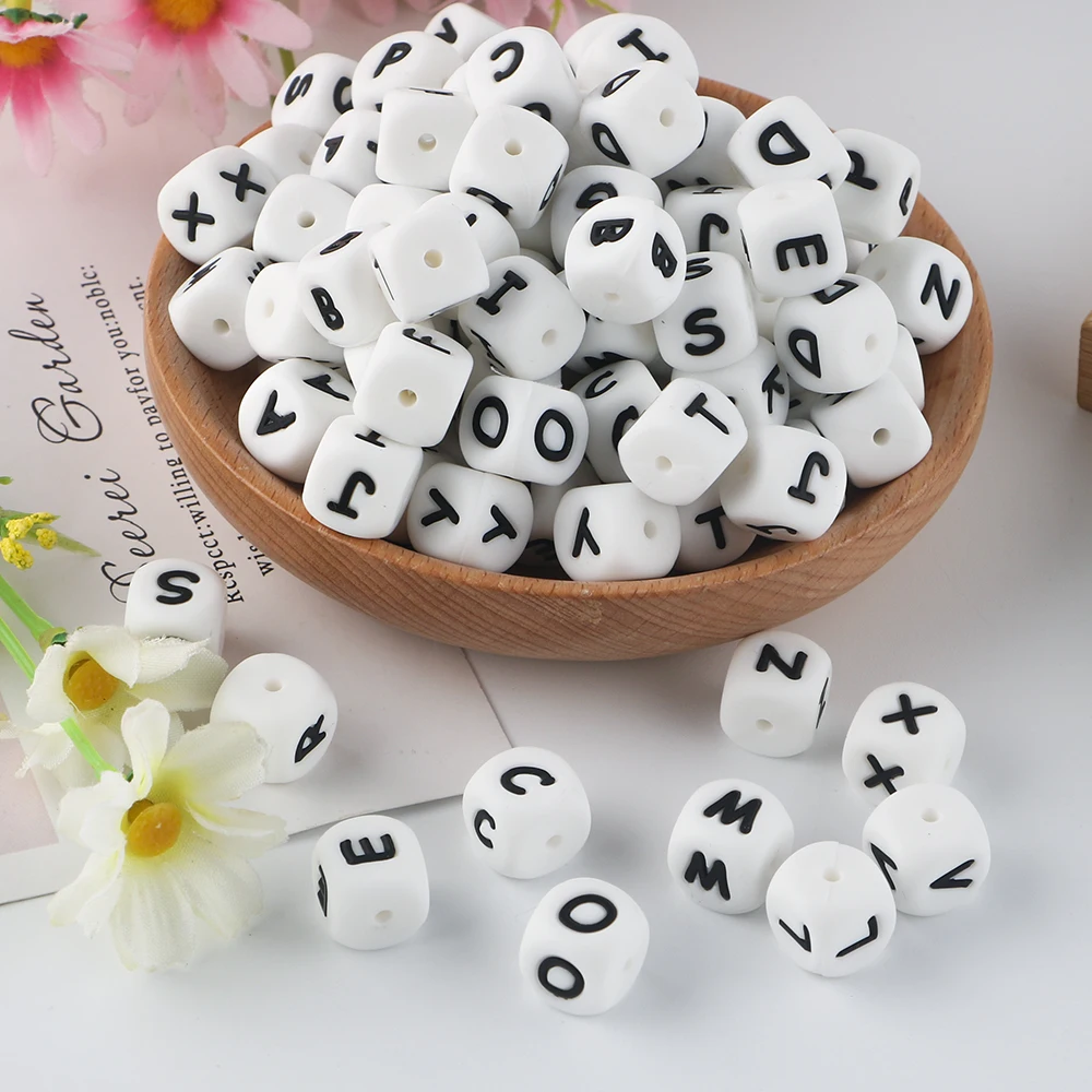 Kovict Cuentas de Letras Silicona Alfabeto Inglés para Collar DIY