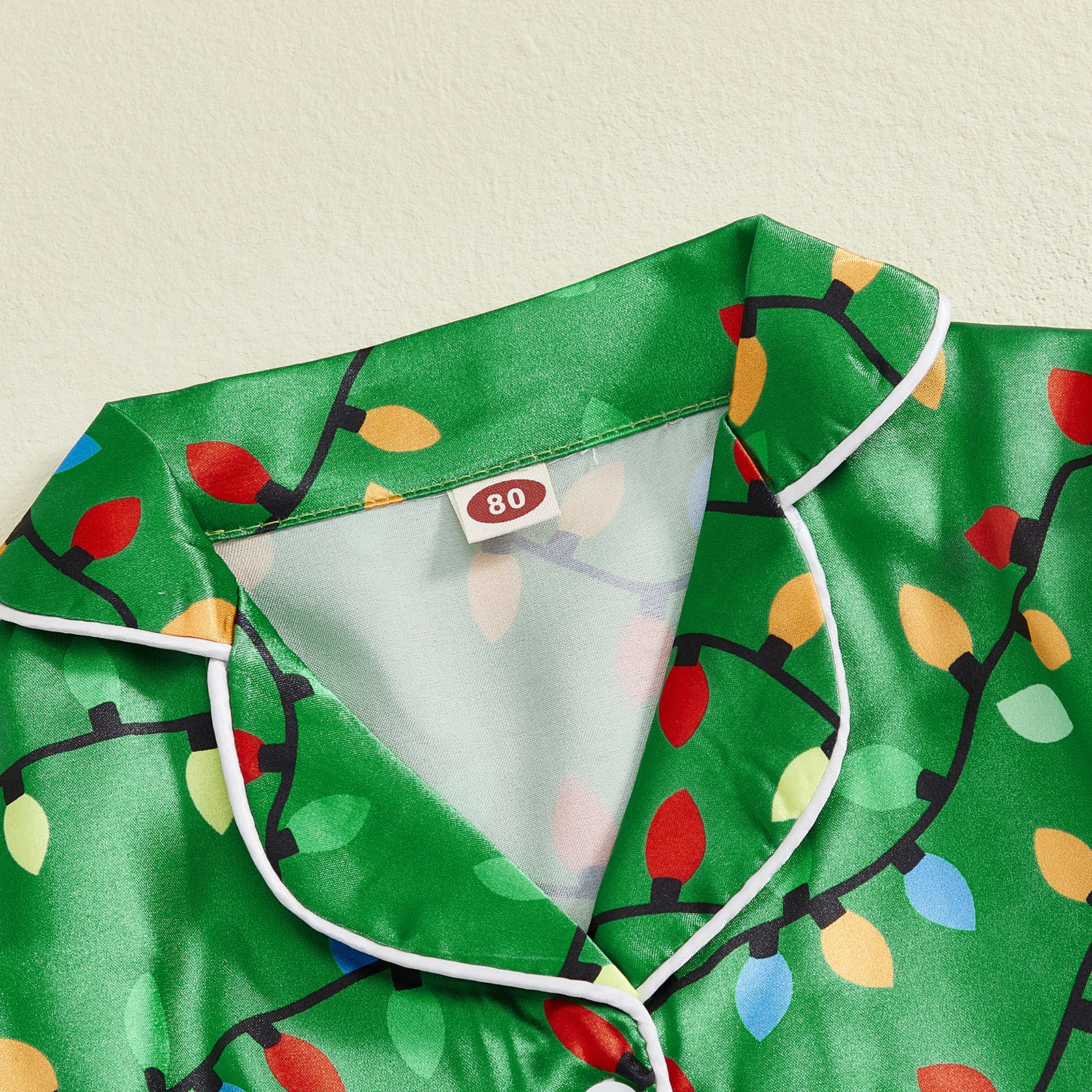 Tregren Pijama Navideño Satén Niño Niña – Top Botones y Pantalón - imagen 5