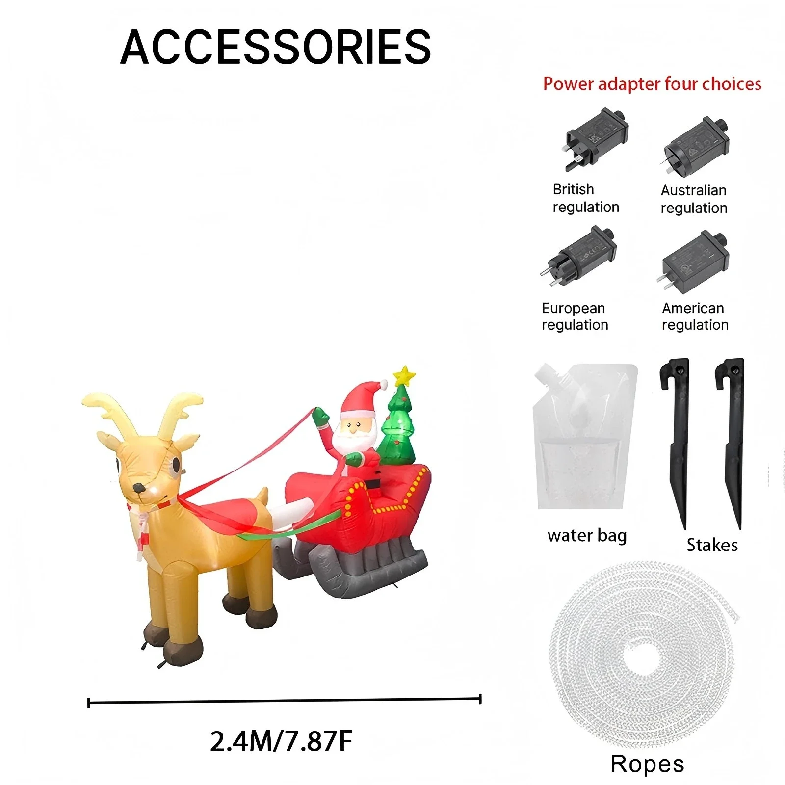 Trineo inflable de Papá Noel con luces LED para Navidad - imagen 5