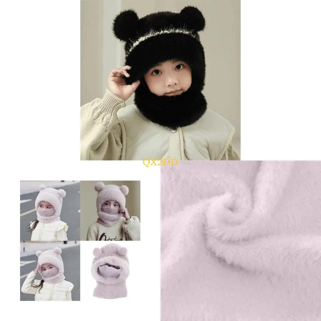QX2D Gorro bufanda a prueba de viento para niños con pompón unisex - imagen 5