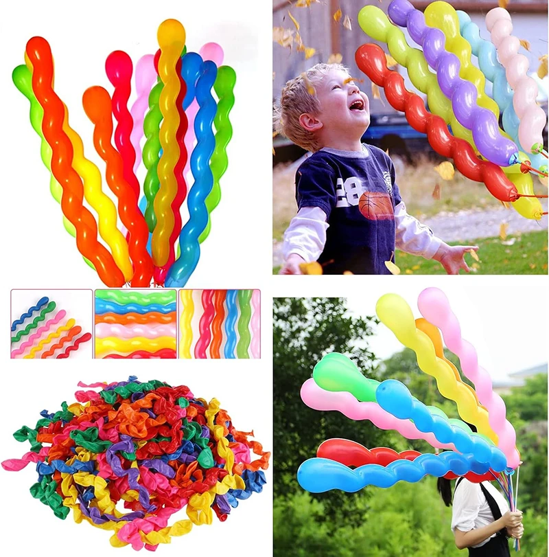 Globo de látex en espiral, tira larga y colores festivos