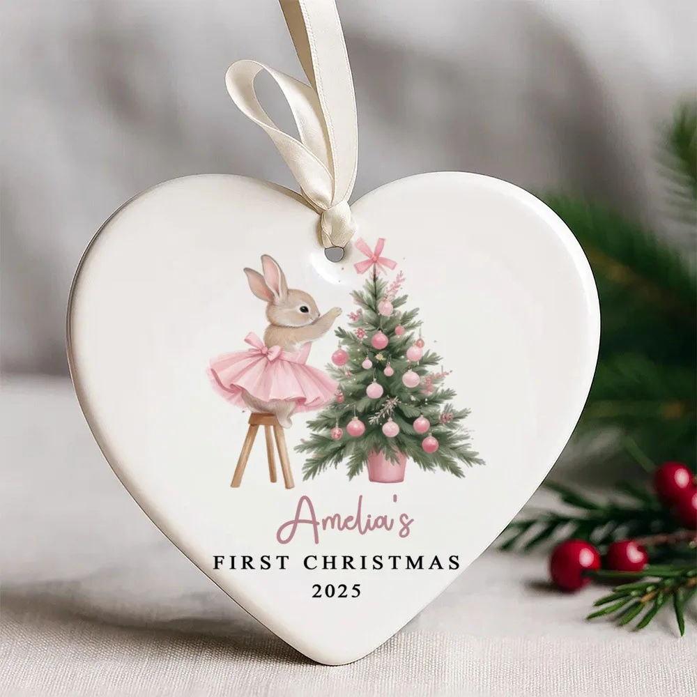 Adorno navideño personalizado para bebé con bonito conejo - imagen 3