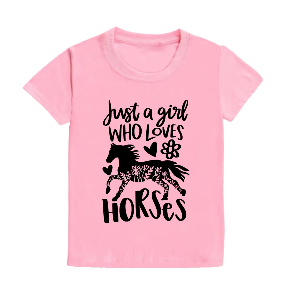 Camiseta manga corta para niña verano con diseño de caballos - imagen 2