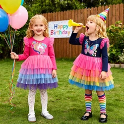 DXTON Vestido de princesa niña con falda tutú para fiestas infantiles