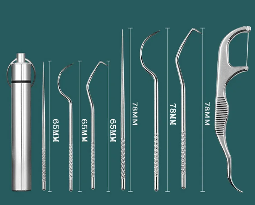 Palillo limpiador dental de acero inoxidable portátil para sarro - imagen 4